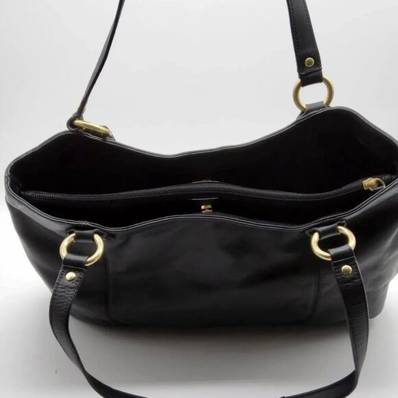 Coach Campbell Belle Black Leather Carryall Tote Shoulder Bag - Picture 3 of 11